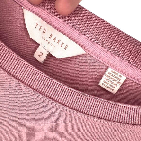 Ted Baker London Jordan Striped Dropped-Shoulder Sweatshirt Rose Pink Size 2 XS - Picture 9 of 12
